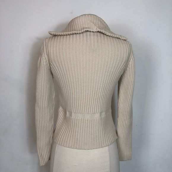 !!SOLD!! Vintage PRADA cream 100% Wool full zip, ribbed cardigan sweater Small - Picture 7 of 13